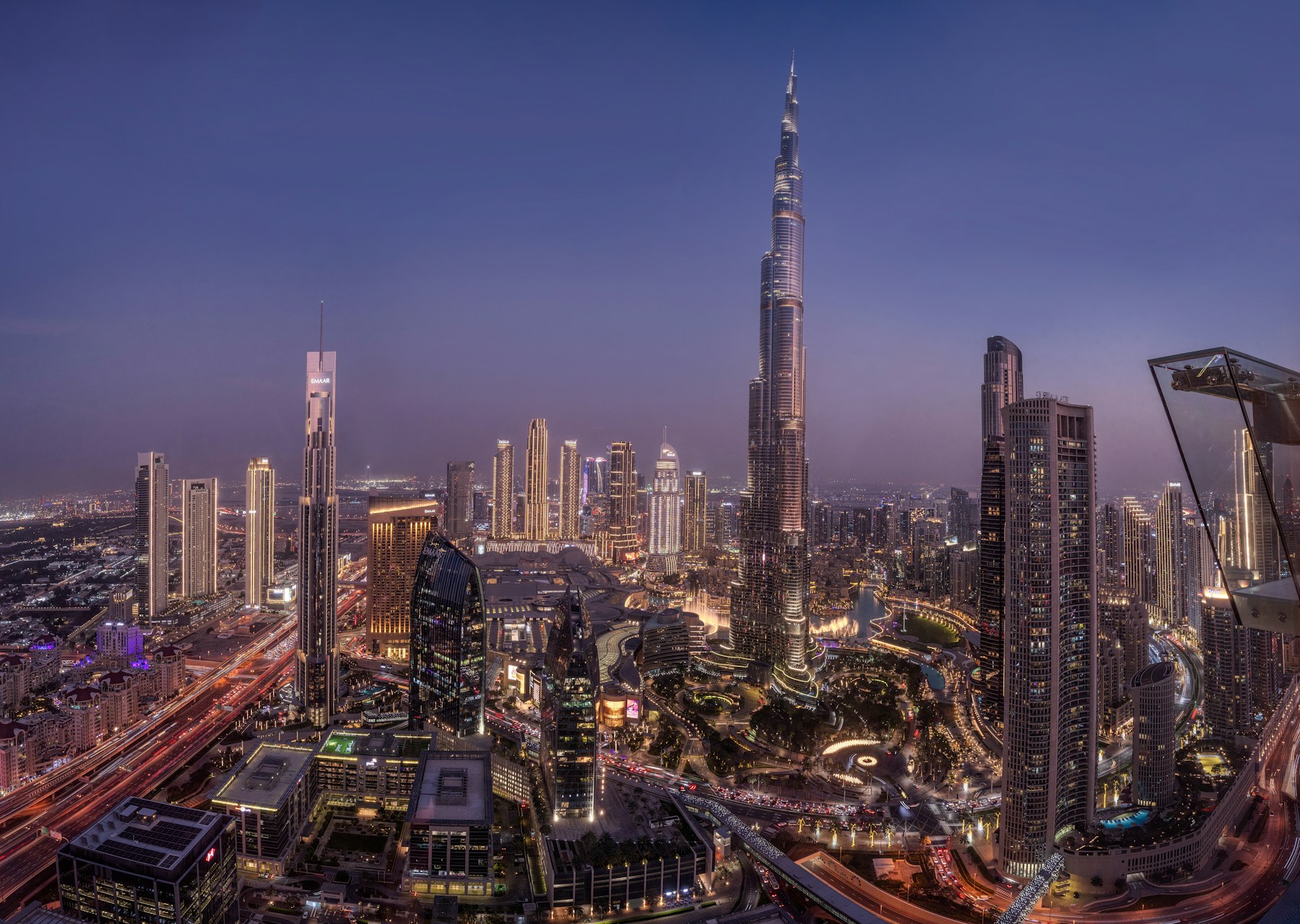Downtown Dubai skyline at twilight