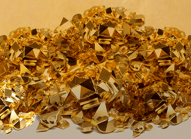 A pile of scrap gold pieces