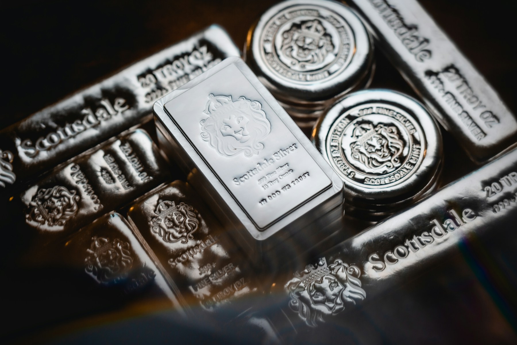 Fine silver bars and rounds