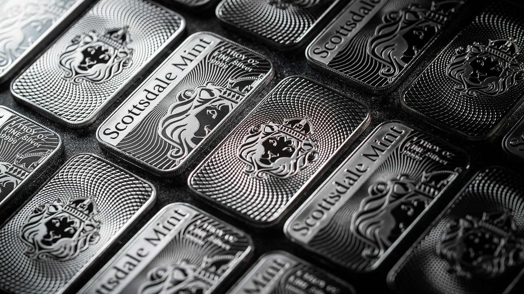 Rows of fine silver bars